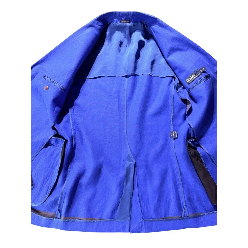 Polo by Ralph Lauren Linen Sport Coat Blazer Royal Blue Med 40R SEE MEASUREMENTS